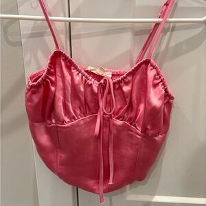 La Hearts Pink Satin Tank Top